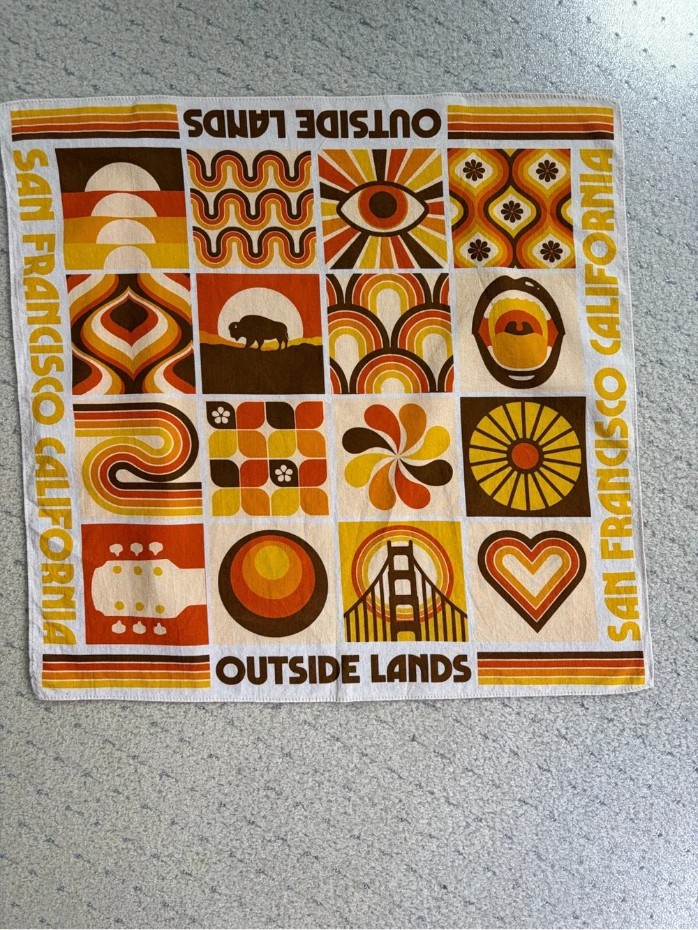 Official Outside Lands 2022 Music Festival 70s Retro Cotton Bandana Scarf
